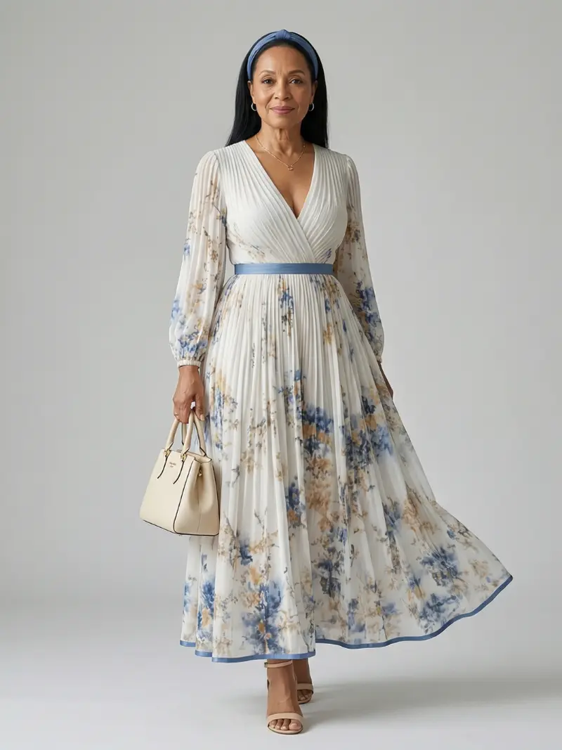 Rielle | Pleated Wrap Midi Dress