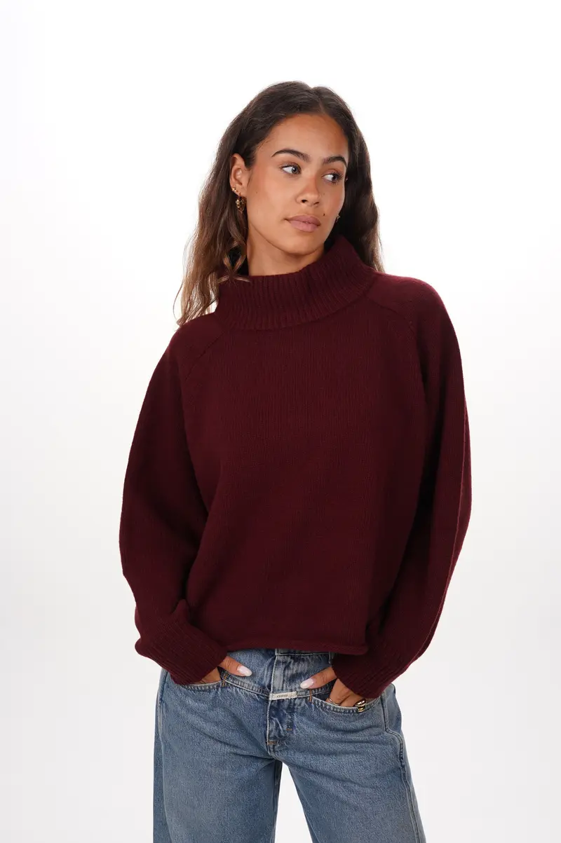 ROBERTO COLLINA Pull DOLCEVITA ML OVER CROPPED BORDEAUX