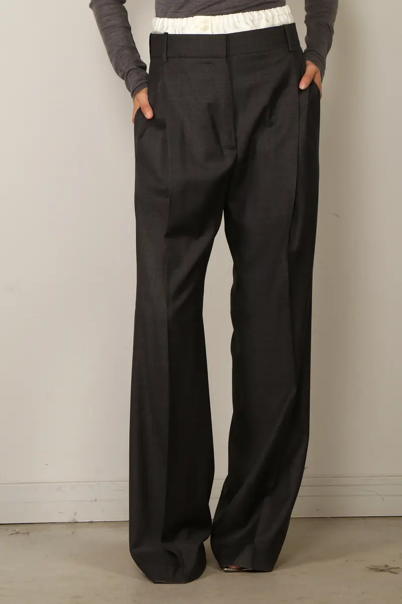 RÓHE - Broek - Boxer Detailed Trousers - Dark Grey Melange