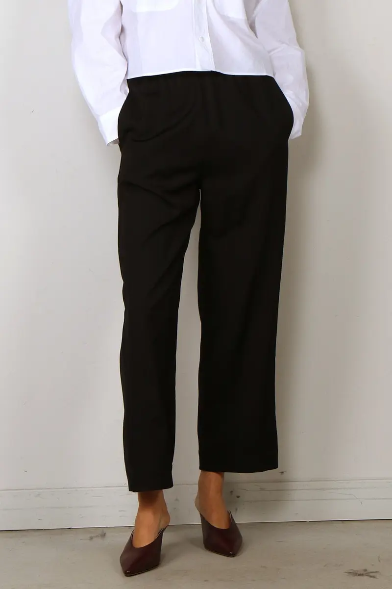 RÓHE - Broek - Cropped Wide Leg Trousers - Black