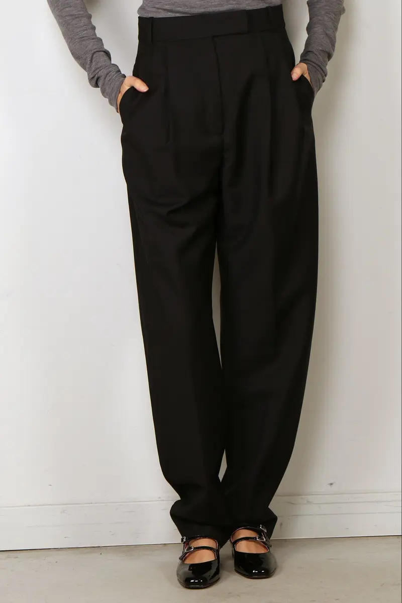RÓHE - Broek - Round Leg Shaped Tailored Trousers - Black