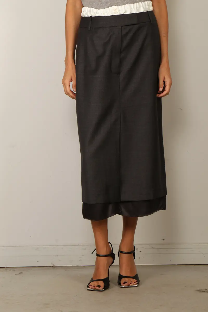 RÓHE - Rok - Boxer Detailed Skirt - Dark Grey Melange