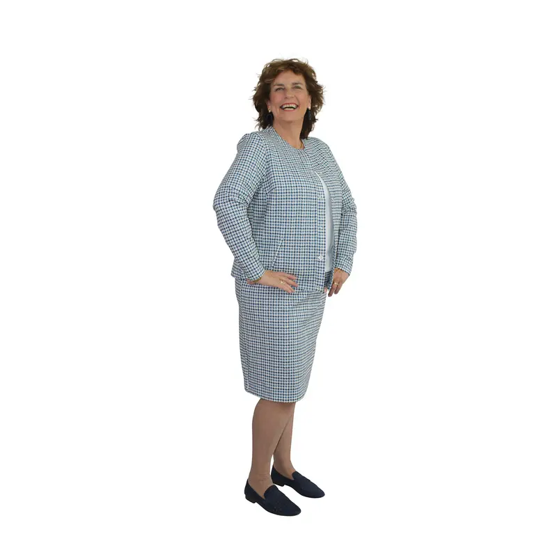 Rok Recht Blauw Pied-de-Poule