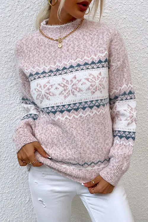 Rosalune™ | High-neck Snowflake Sweater