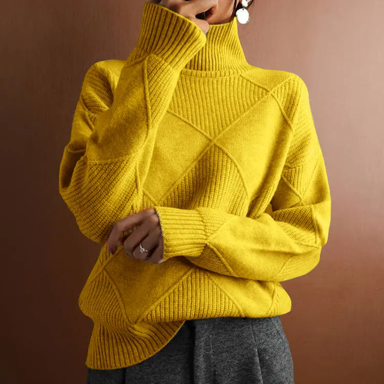 Rosavina™ | Turtleneck loose lozenge long-sleeved winter sweater