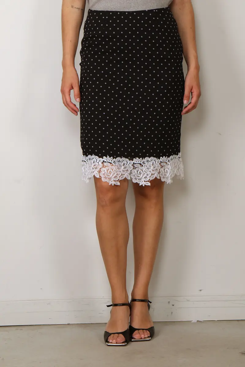Rotate - Rok - Laceband Pencilskirt - Black Comb