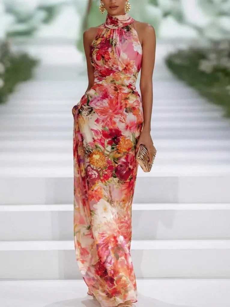 Rovelle™ | Chiffon Halter-neck Maxi Dress