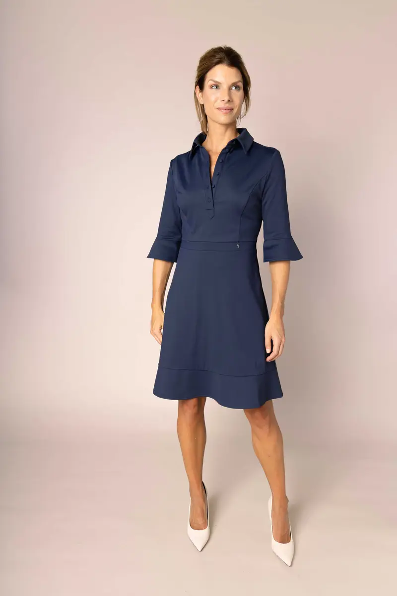 RUFFLE DRESS - navy blue