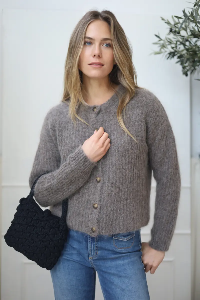 Runa vestje ronde hals, Taupe