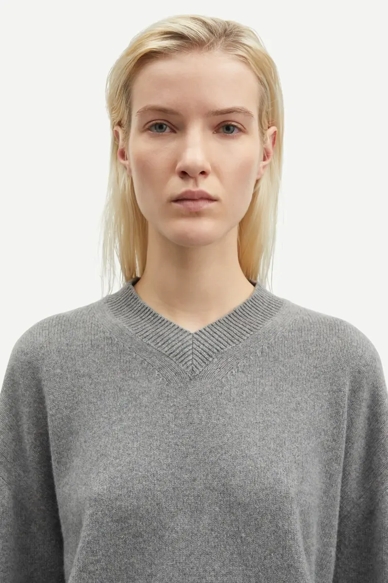 Samsøe Samsøe sabirgitte v-neck sweater grey melange