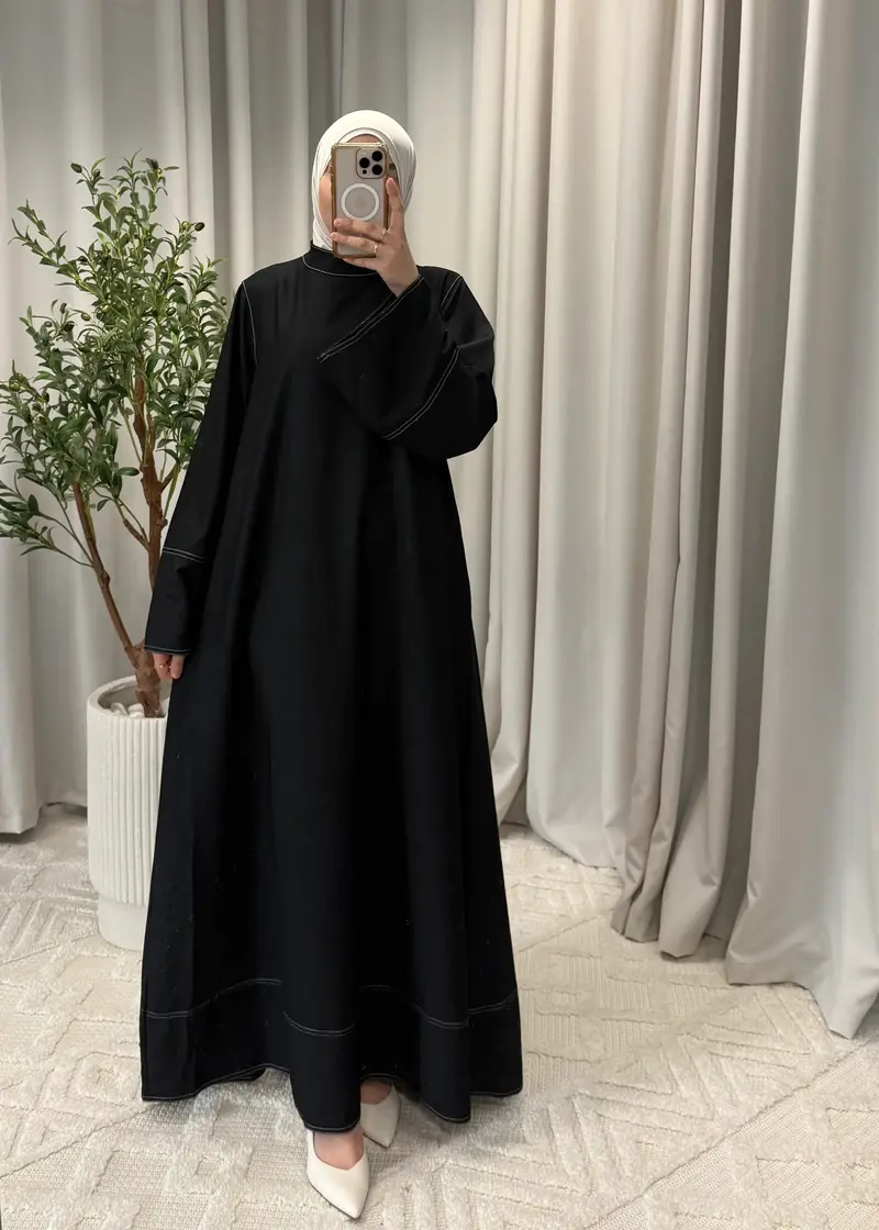 SANA DENIM LOOK DRESS BLACK