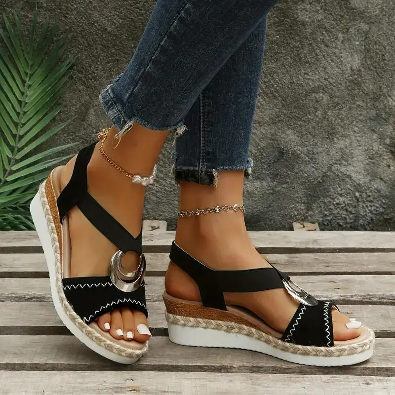 Sandali Zeppa Chic con Cinturino alla Caviglia