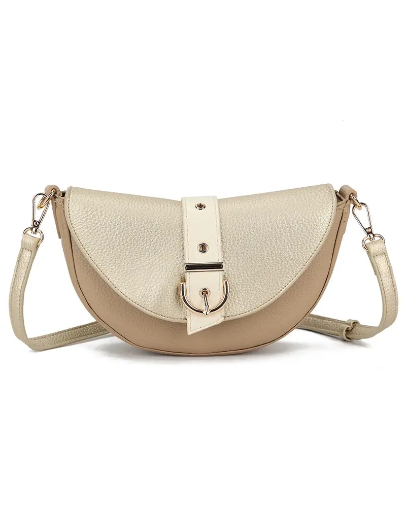 Schoudertas met elegante halfronde vorm – Beige/Crème Jessy