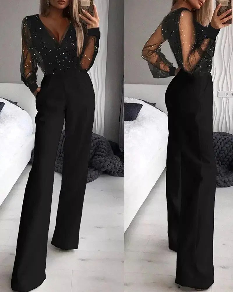 Schwarzer Glitter Jumpsuit - Aurora
