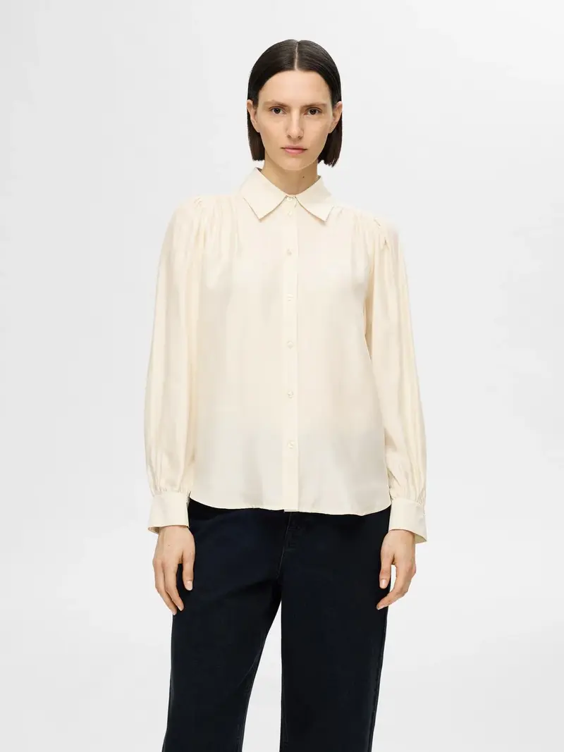 Selected Alicia cupro shirt birch