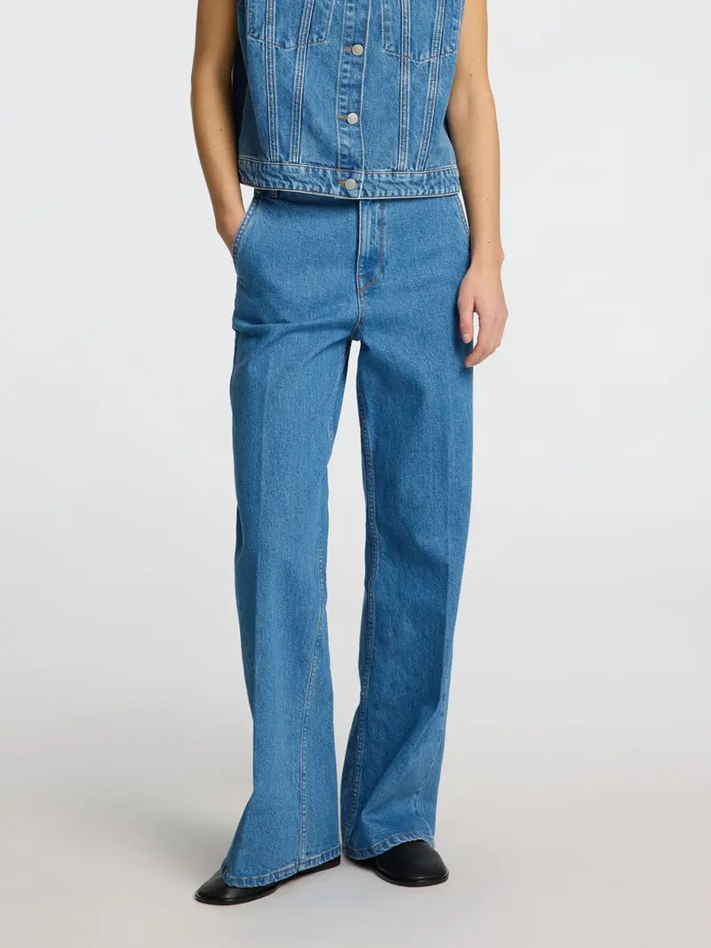 Selected evelyn jeans hw extra wide leg medium blue denim