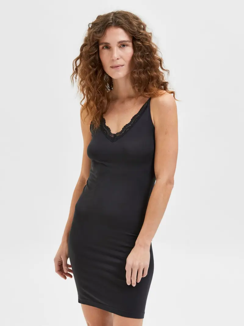 Selected Mille seamless strap dress Zwart