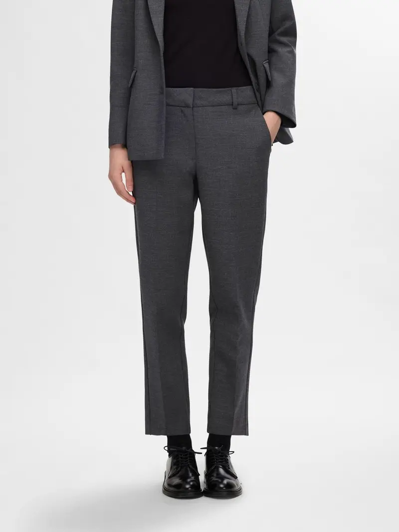 Selected rita ria crop pant dark grey melange