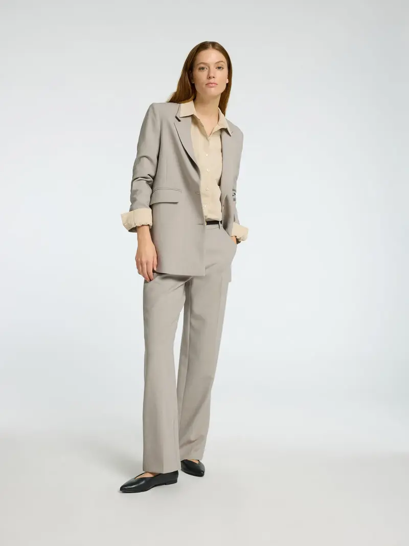 Selected rita wide pant fossil melange grey