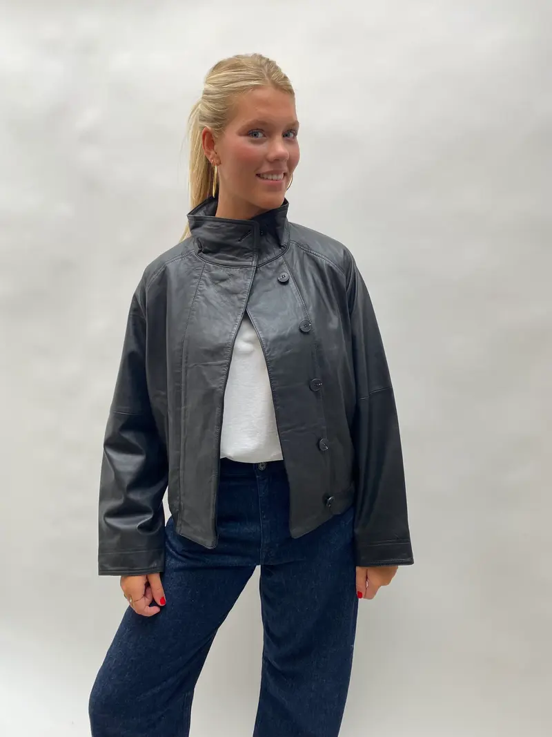 Selected slw Zenia leather jacket black