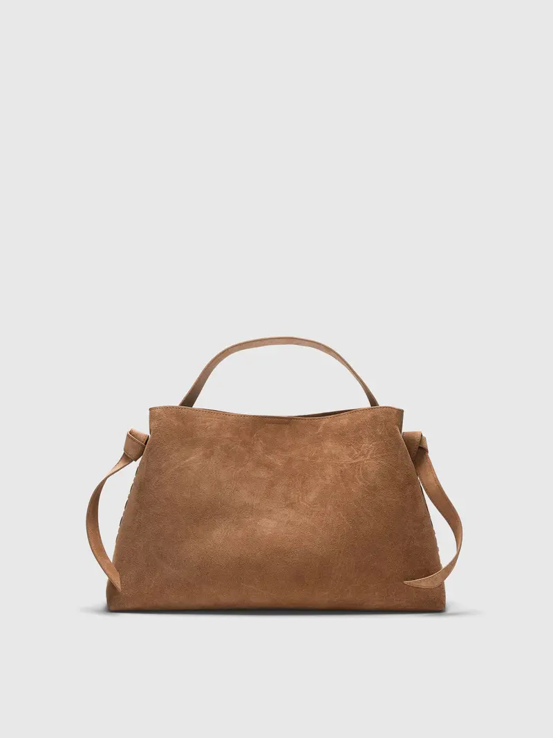 Selected stella medium suede bag tan