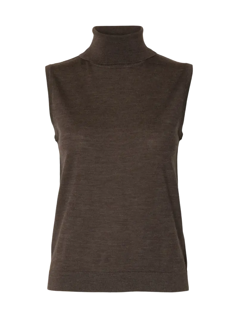 Selected thea knit roll neck chocolate chip melange