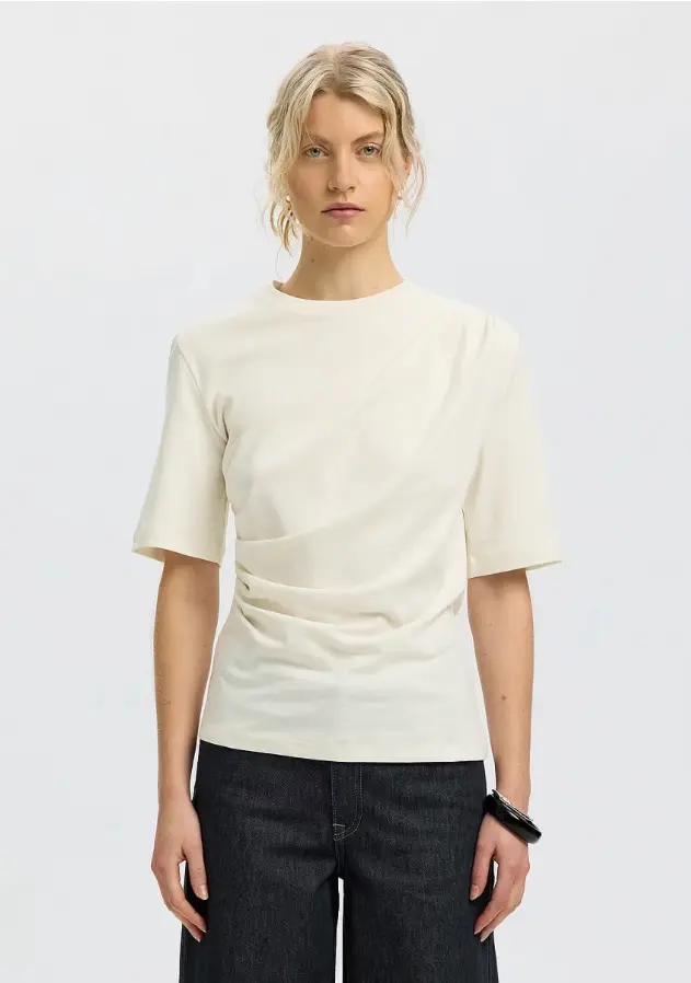 Selected Top Slwoline Light Twist Tee Noos egret