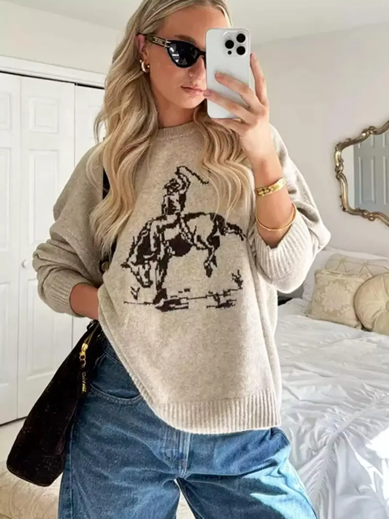 Seloria™ | Cowboy Graphic Crew Sweater