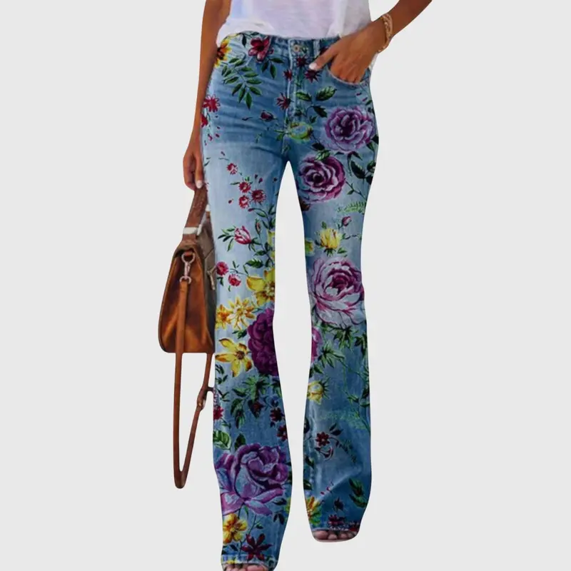 Sené™ | Denim Jeans with Flowers