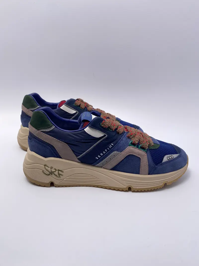 Serafini sneaker tokyo blue burgundy taupe