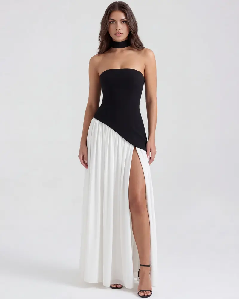 SERENA | Elegantes Maxikleid mit Asymmetrischem Oberteil