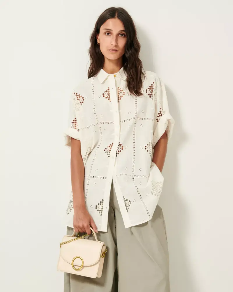 Sessùn long embroidery floriani shirt guerande blouse
