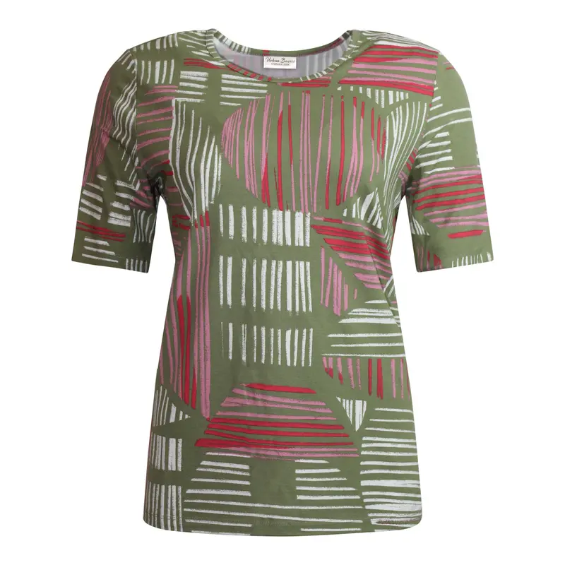 Shirt Olijf Groen Streepmotief