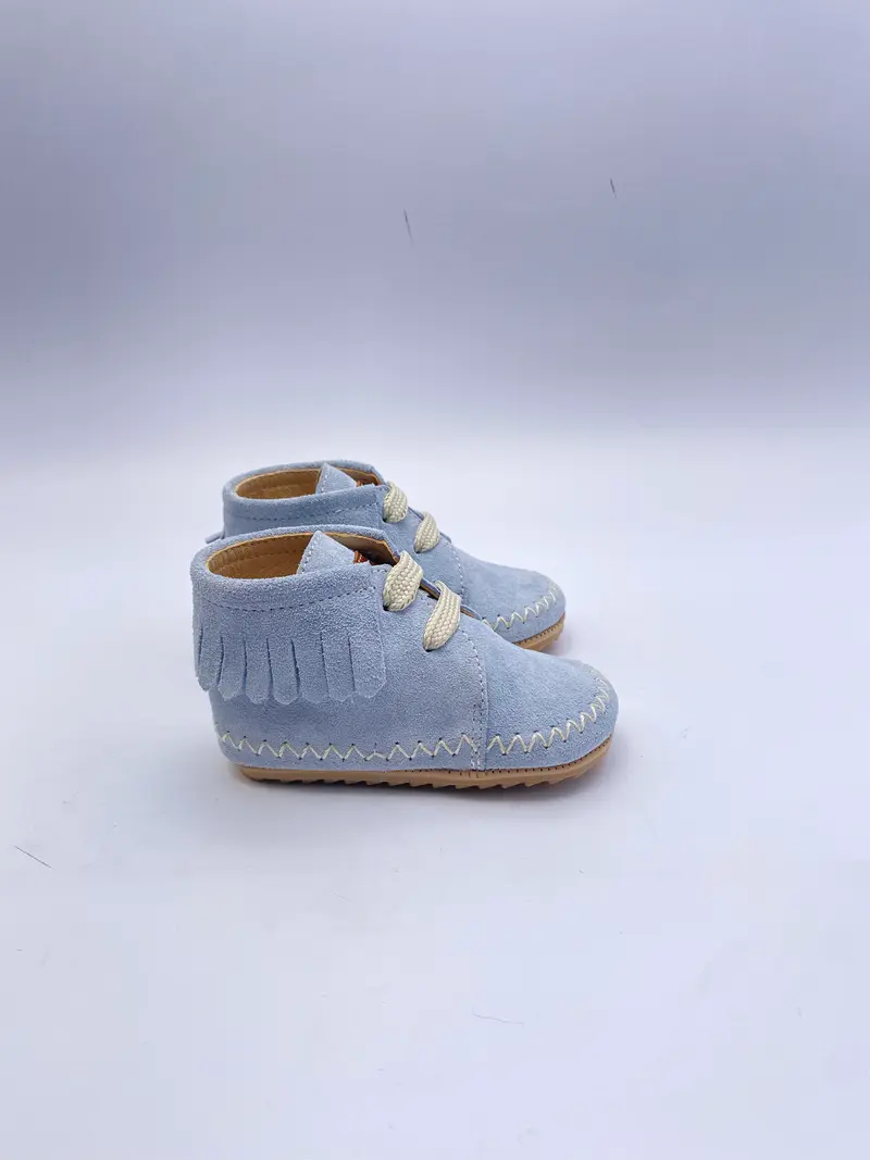 Shoesme babyblauw suède schoentje met franjes