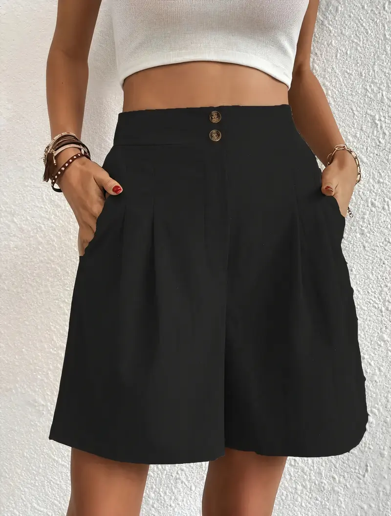 Shorts a Vita Alta con Dettagli Sartoriali