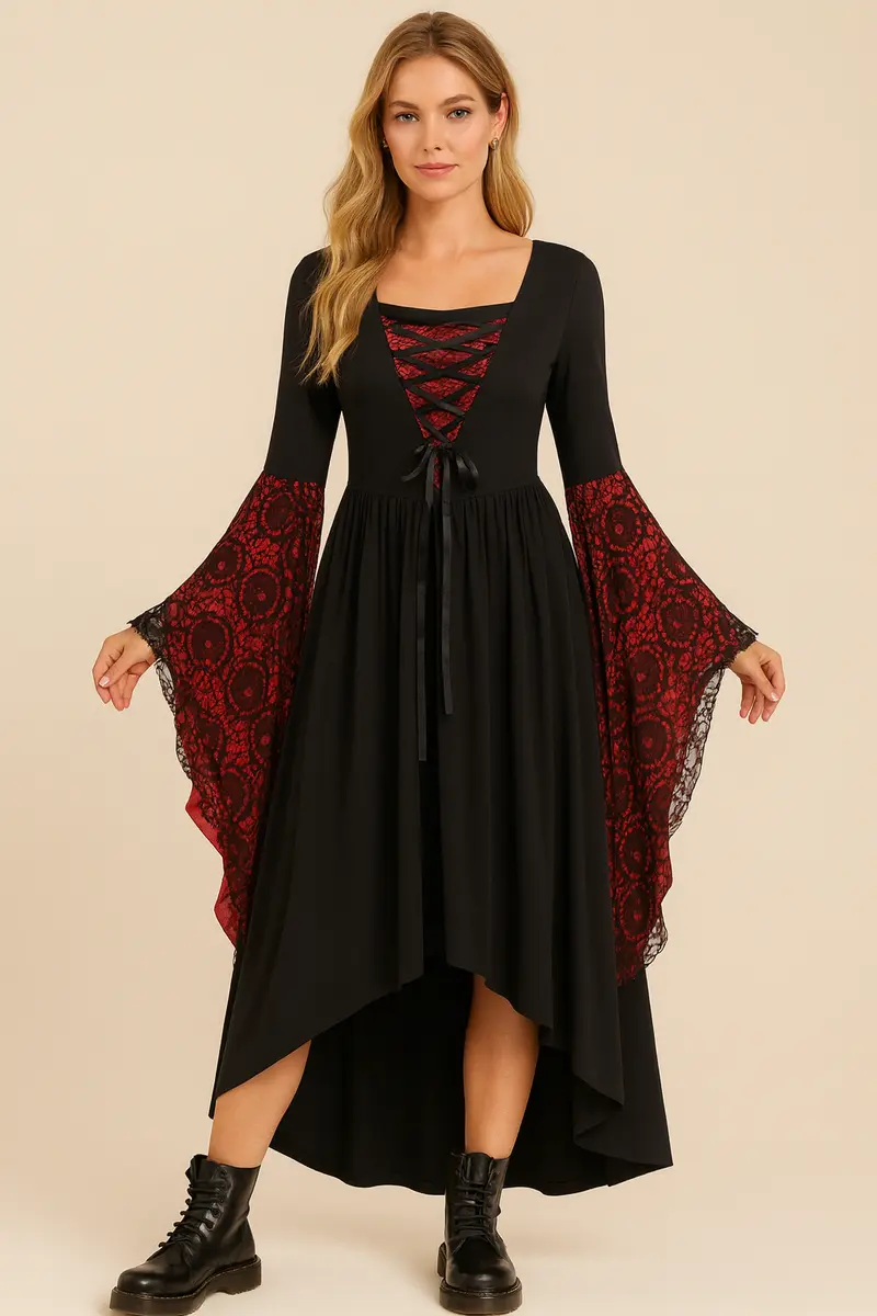 Sibyl - Elegancka sukienka maxi z koronką dla kobiet
