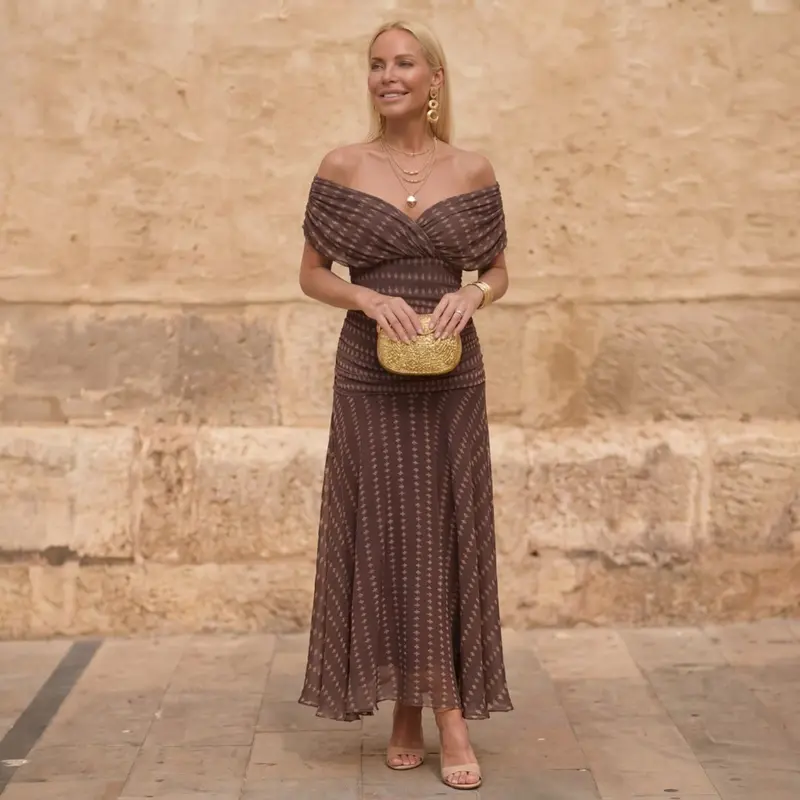 SIENNA | Fließendes Kleid mit Geometrischem Muster