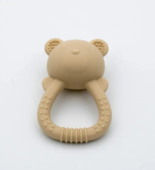 Siliconen rammelaar beer beige