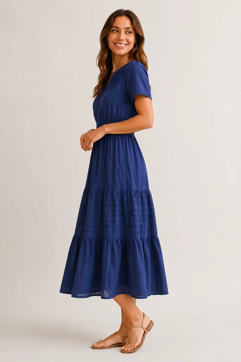 SINJA | Maxikleid mit Smokbund und Stufenrock