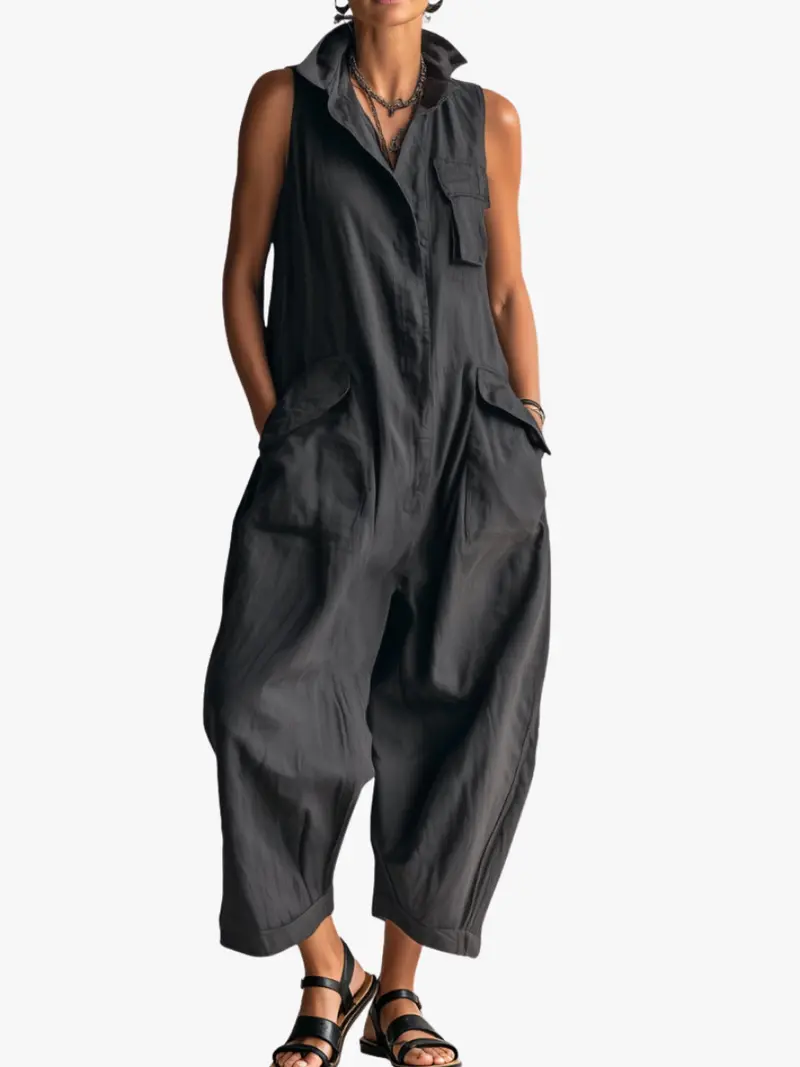 SLEEVELESS CARGO JUMPSUIT FOR WOMEN