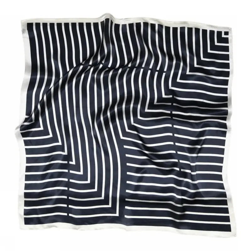 Sneakyfox silk scarf Lines navy