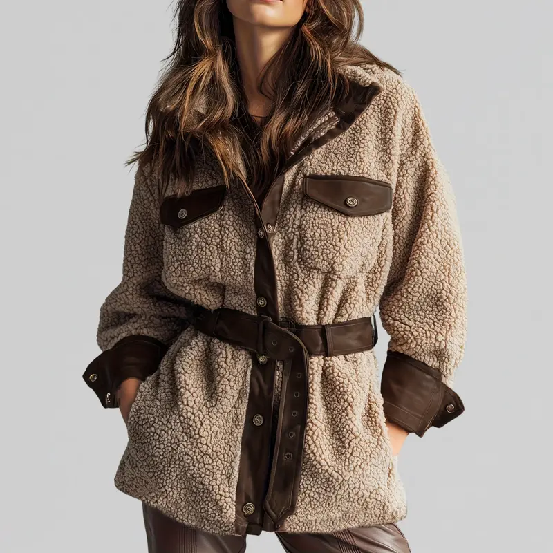 Sophia | Lange Herbstjacke für Damen mit Gürtel