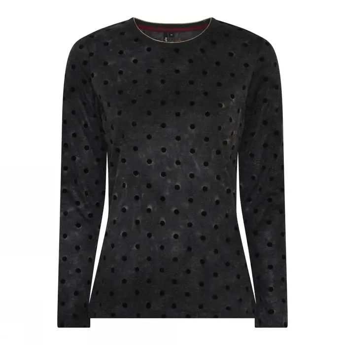 Soulmate longsleeve polkadot donker grijs model Dottie stippen dark brown 11119