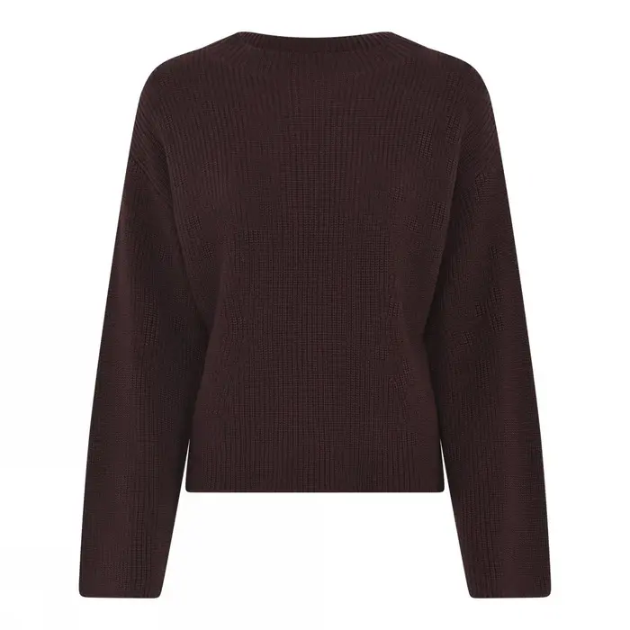Soulmate trui bordeaux rood gebreid katoen model Evana dark wine