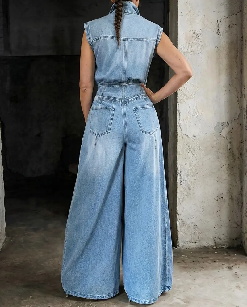 STELLA | Jeans-Jumpsuit mit Taillierung und weitem Bein