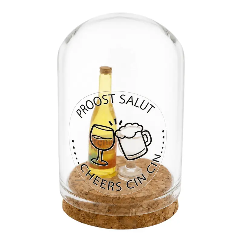 Stolpje wijn "Proost Salut Cheers Cin Cin"