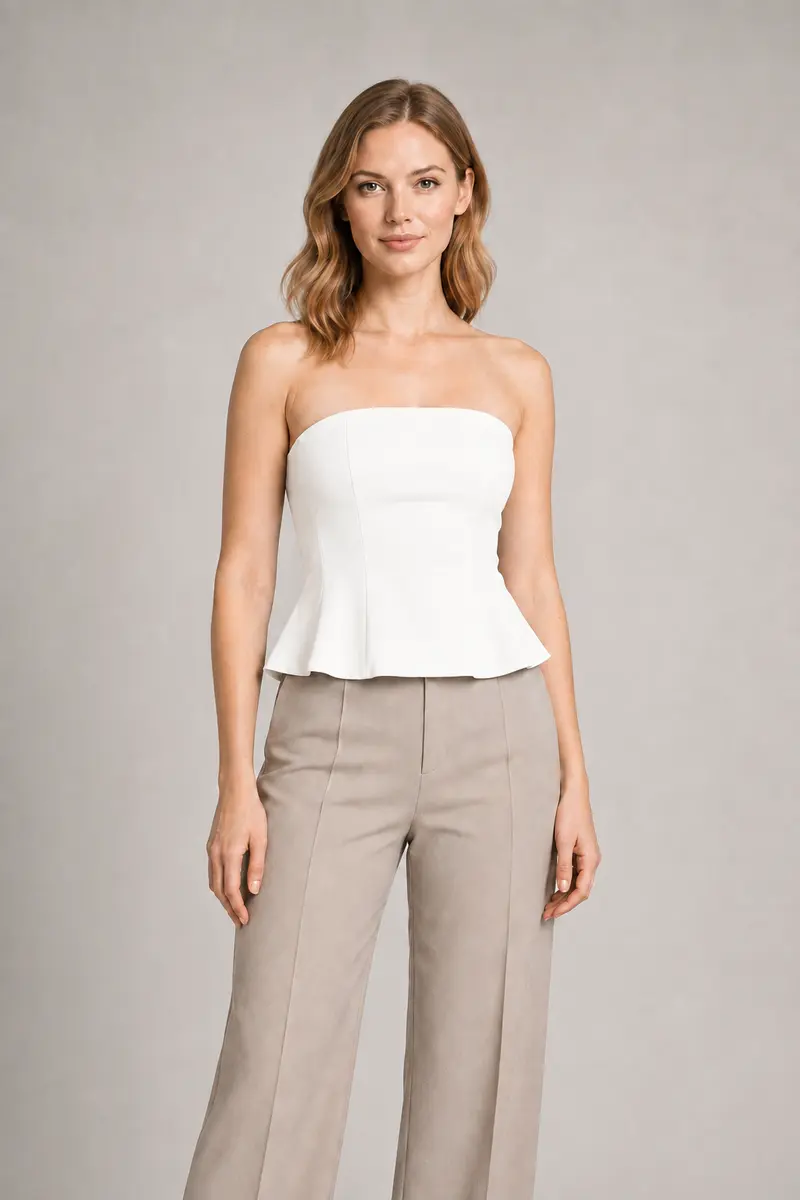 Strapless Corset Top with Flared Hem