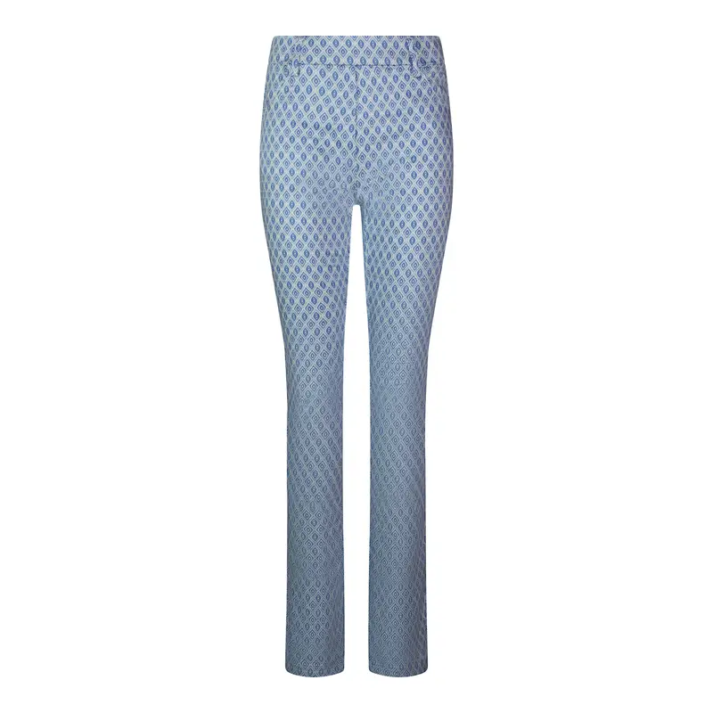 Stretchpantalon Bleu Met Grafisch Dessin