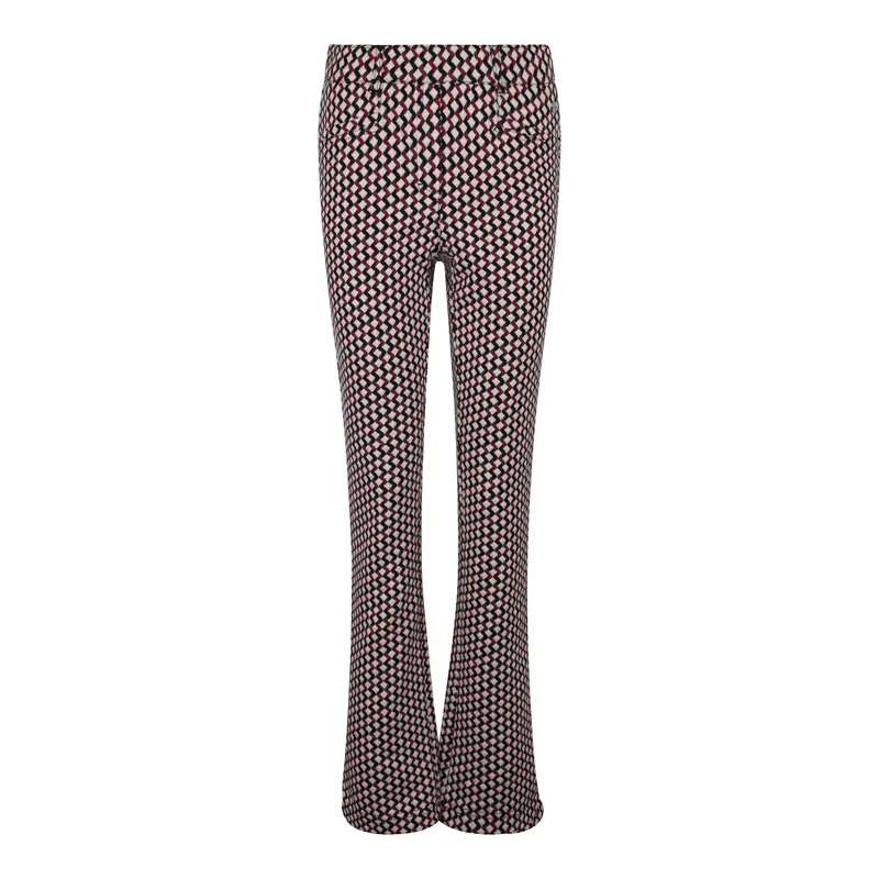 Stretchpantalon Grafisch Ruitpatroon Rood Zwart
