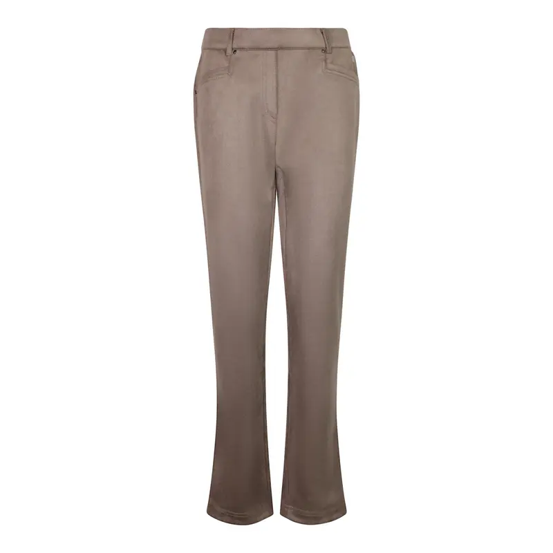 Stretchpantalon Taupe Uni Suèdine
